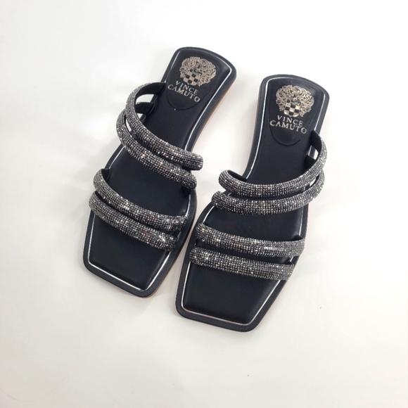 Vince Camuto Black Criss-Cross Sandals with Buckle Closures Size 6.5 New - Picture 1 of 5